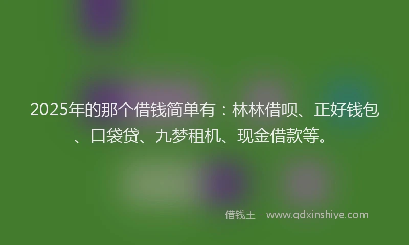 2025年的那个借钱简单有：林林借呗、正好钱包、口袋贷、九梦租机、现金借款等。