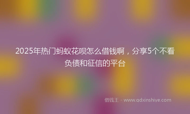 2025年热门蚂蚁花呗怎么借钱啊，分享5个不看负债和征信的平台