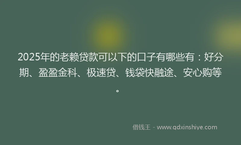 2025年的老赖贷款可以下的口子有哪些有：好分期、盈盈金科、极速贷、钱袋快融途、安心购等。