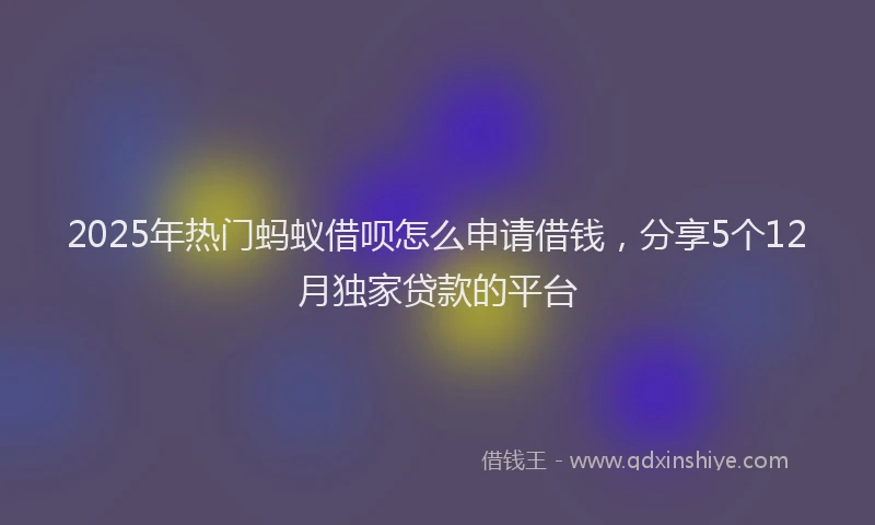 2025年热门蚂蚁借呗怎么申请借钱，分享5个12月独家贷款的平台
