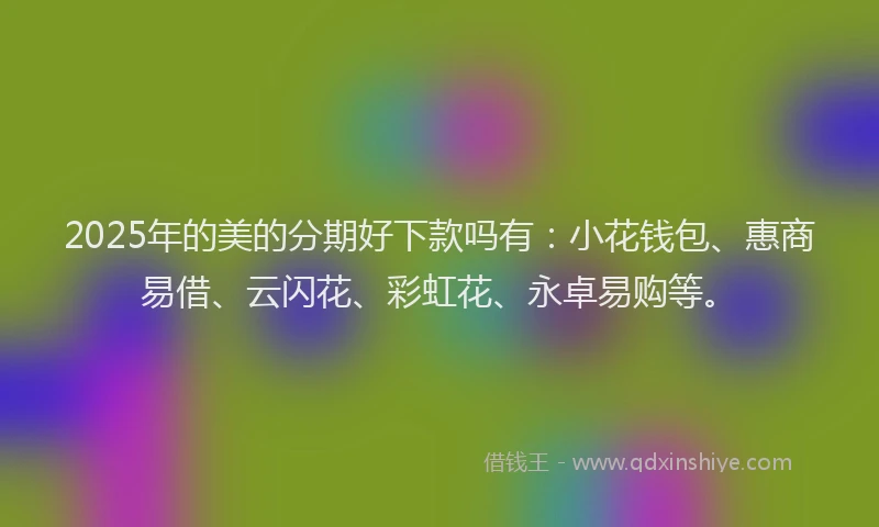 2025年的美的分期好下款吗有：小花钱包、惠商易借、云闪花、彩虹花、永卓易购等。