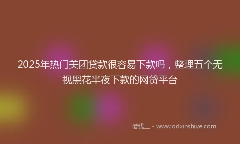 2025年热门美团贷款很容易下款吗，整理五个无视黑花半夜下款的网贷平台