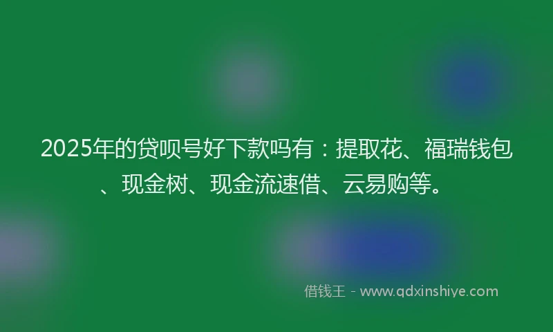 2025年的贷呗号好下款吗有：提取花、福瑞钱包、现金树、现金流速借、云易购等。