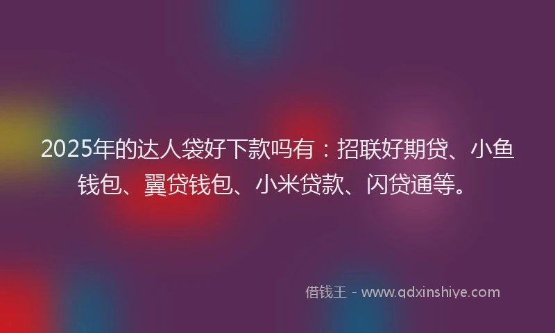 2025年的达人袋好下款吗有：招联好期贷、小鱼钱包、翼贷钱包、小米贷款、闪贷通等。