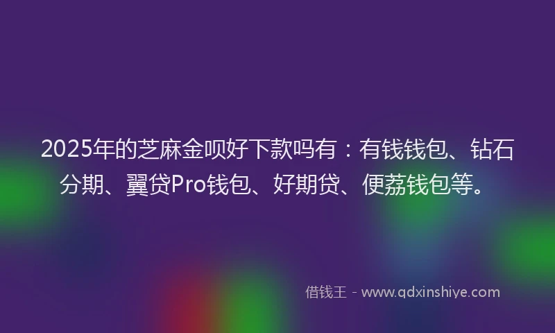 2025年的芝麻金呗好下款吗有：有钱钱包、钻石分期、翼贷Pro钱包、好期贷、便荔钱包等。