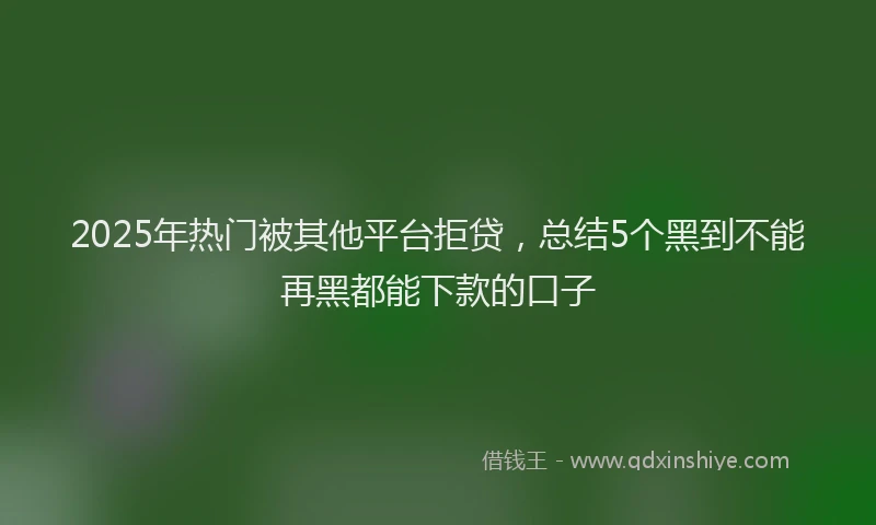 2025年热门被其他平台拒贷，总结5个黑到不能再黑都能下款的口子