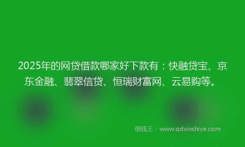 2025年的网贷借款哪家好下款有：快融贷宝、京东金融、翡翠信贷、恒瑞财富网、云易购等。