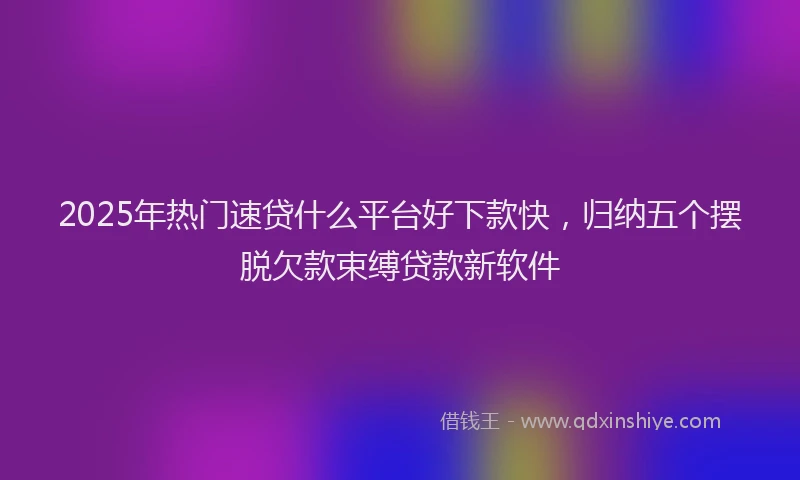 2025年热门速贷什么平台好下款快，归纳五个摆脱欠款束缚贷款新软件