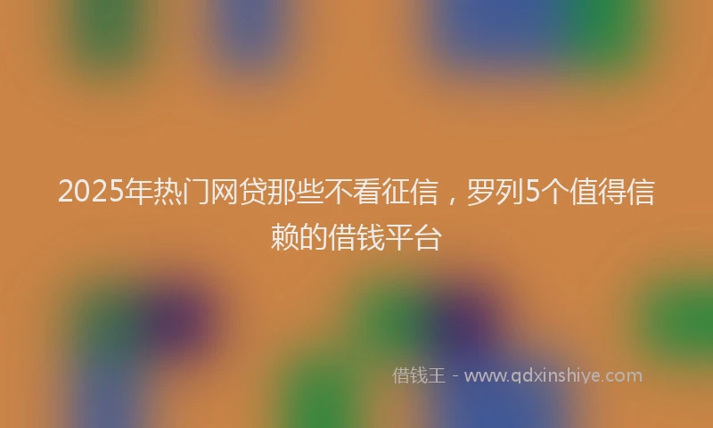 2025年热门网贷那些不看征信，罗列5个值得信赖的借钱平台