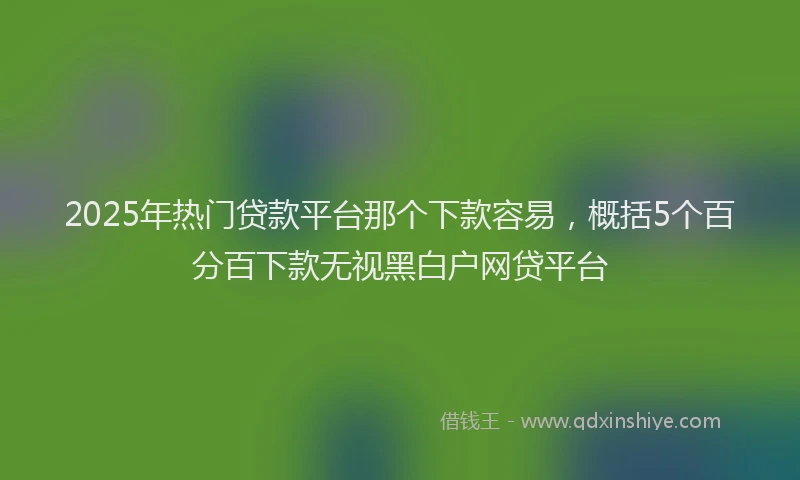 2025年热门贷款平台那个下款容易，概括5个百分百下款无视黑白户网贷平台