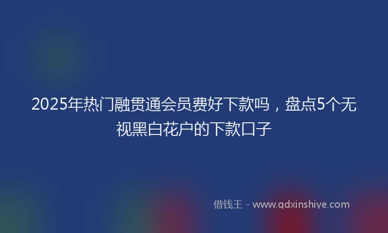 2025年热门融贯通会员费好下款吗，盘点5个无视黑白花户的下款口子
