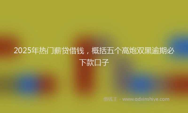 2025年热门薪贷借钱，概括五个高炮双黑逾期必下款口子