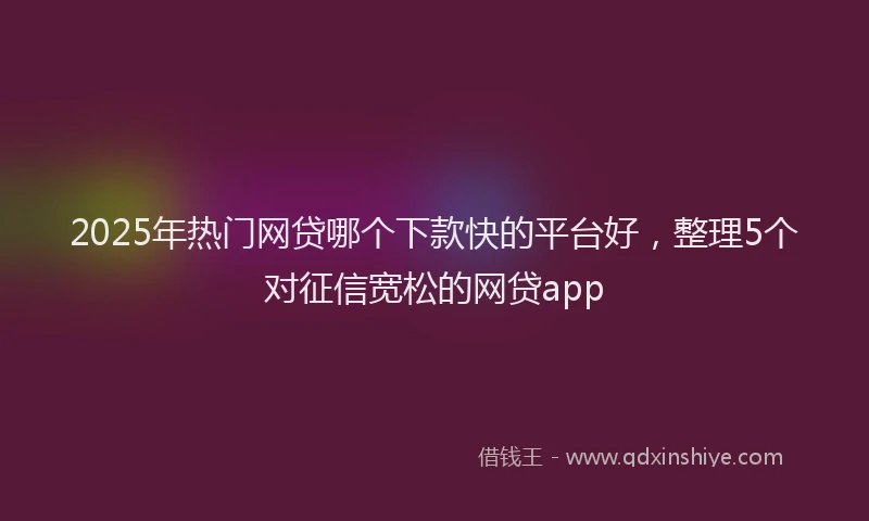 2025年热门网贷哪个下款快的平台好，整理5个对征信宽松的网贷app