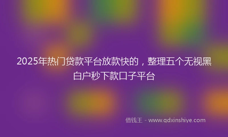 2025年热门贷款平台放款快的，整理五个无视黑白户秒下款口子平台