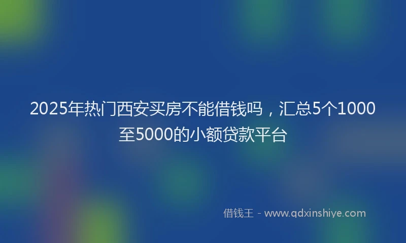 2025年热门西安买房不能借钱吗，汇总5个1000至5000的小额贷款平台