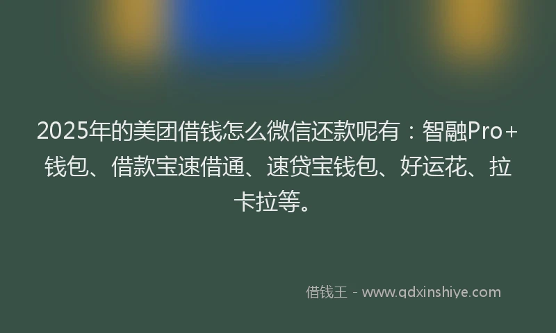2025年的美团借钱怎么微信还款呢有：智融Pro+钱包、借款宝速借通、速贷宝钱包、好运花、拉卡拉等。