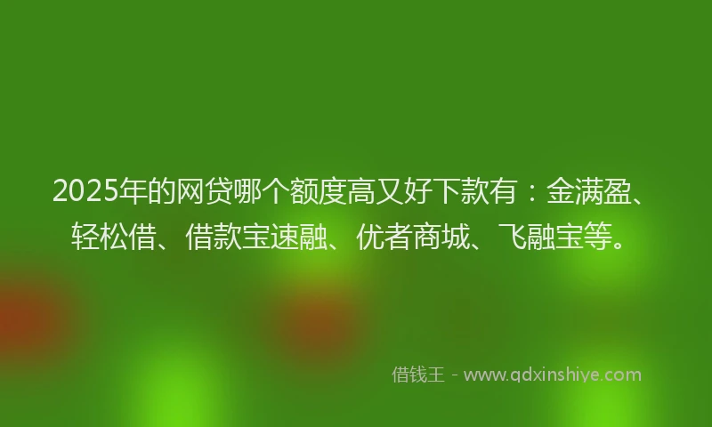 2025年的网贷哪个额度高又好下款有：金满盈、轻松借、借款宝速融、优者商城、飞融宝等。