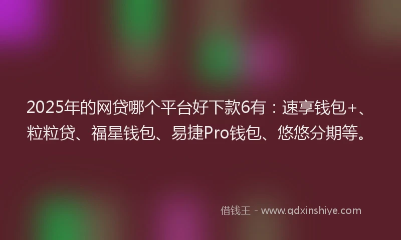 2025年的网贷哪个平台好下款6有：速享钱包+、粒粒贷、福星钱包、易捷Pro钱包、悠悠分期等。