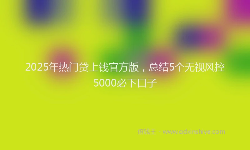 2025年热门贷上钱官方版，总结5个无视风控5000必下口子