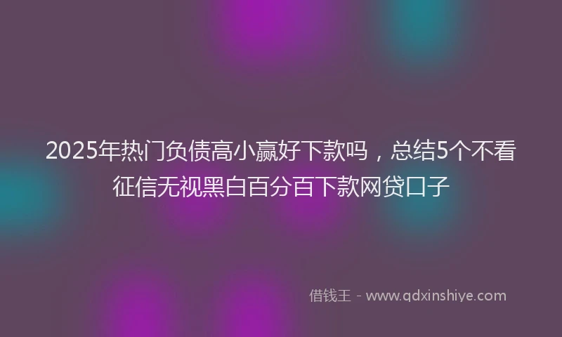 2025年热门负债高小赢好下款吗，总结5个不看征信无视黑白百分百下款网贷口子