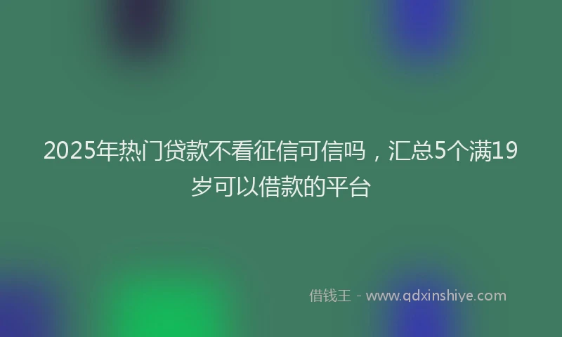 2025年热门贷款不看征信可信吗，汇总5个满19岁可以借款的平台