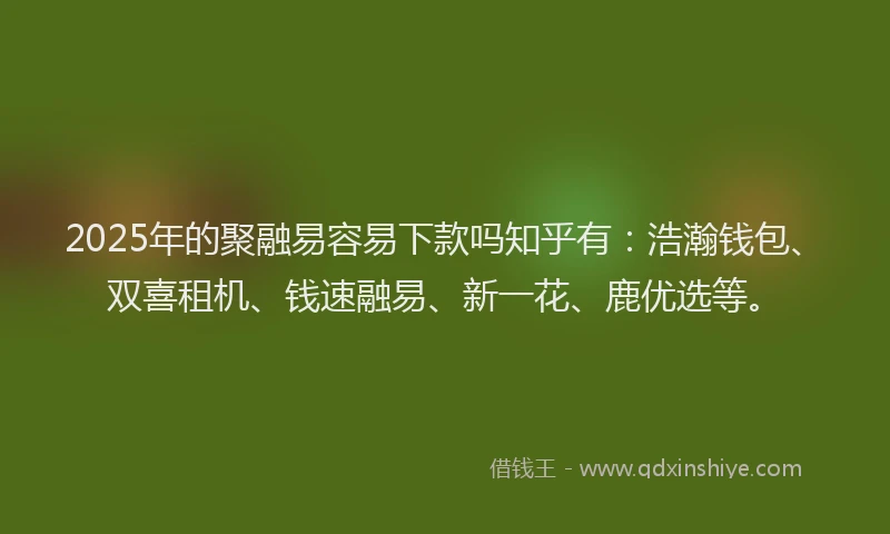 2025年的聚融易容易下款吗知乎有：浩瀚钱包、双喜租机、钱速融易、新一花、鹿优选等。
