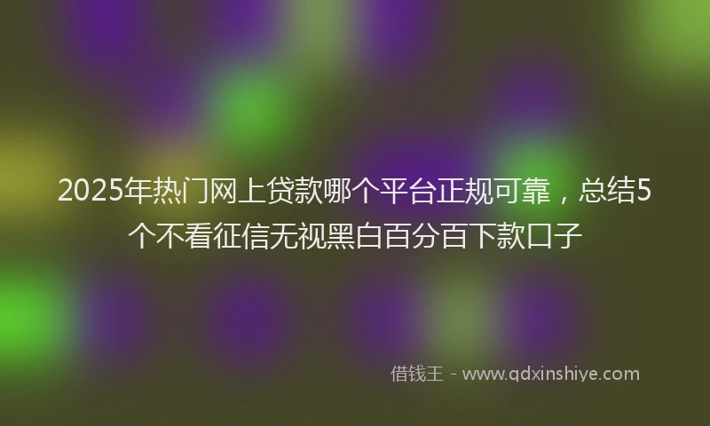 2025年热门网上贷款哪个平台正规可靠，总结5个不看征信无视黑白百分百下款口子