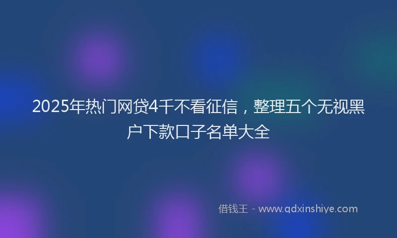 2025年热门网贷4千不看征信，整理五个无视黑户下款口子名单大全
