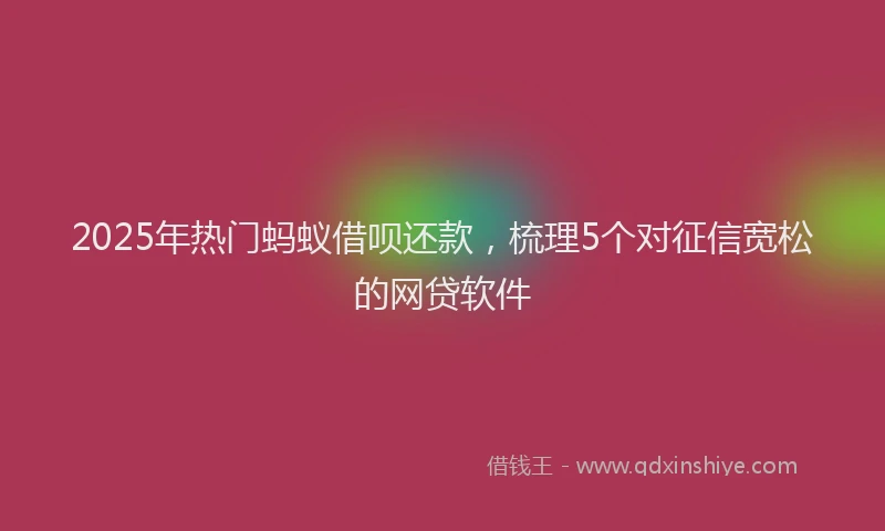2025年热门蚂蚁借呗还款，梳理5个对征信宽松的网贷软件
