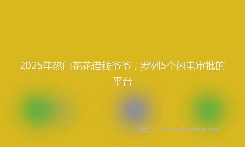 2025年热门花花借钱爷爷，罗列5个闪电审批的平台