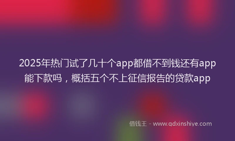 2025年热门试了几十个app都借不到钱还有app能下款吗，概括五个不上征信报告的贷款app