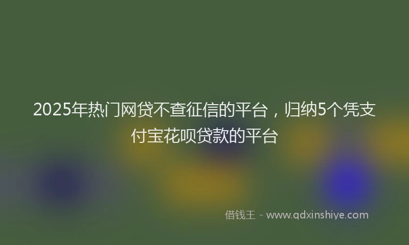 2025年热门网贷不查征信的平台，归纳5个凭支付宝花呗贷款的平台