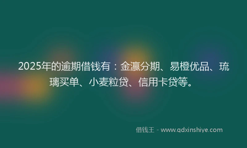 2025年的逾期借钱有：金瀛分期、易橙优品、琉璃买单、小麦粒贷、信用卡贷等。