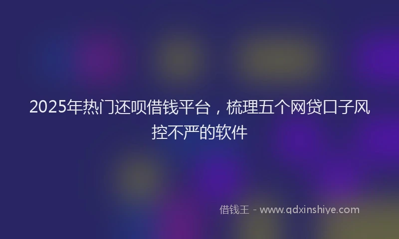 2025年热门还呗借钱平台，梳理五个网贷口子风控不严的软件