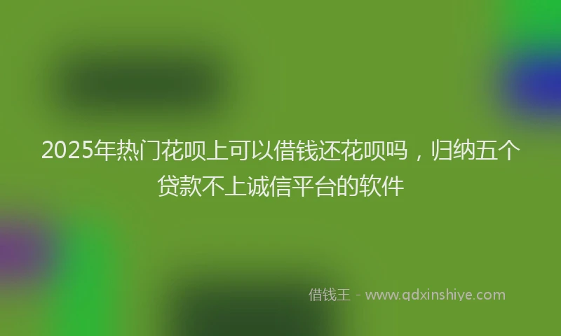 2025年热门花呗上可以借钱还花呗吗，归纳五个贷款不上诚信平台的软件