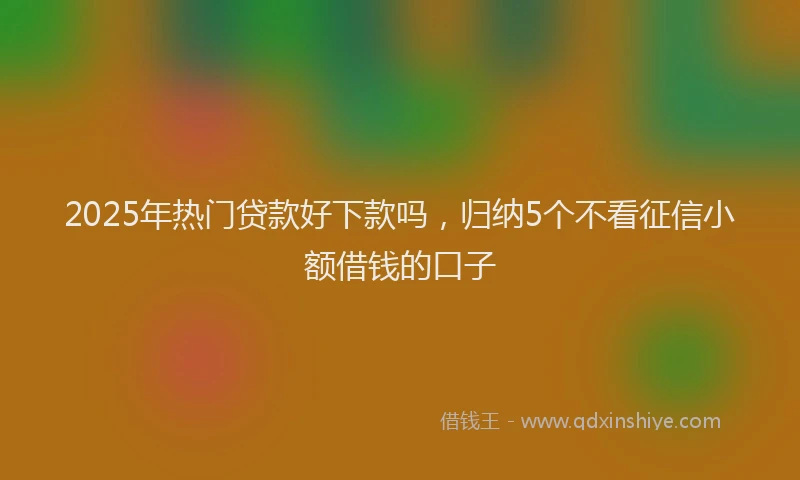 2025年热门贷款好下款吗，归纳5个不看征信小额借钱的口子