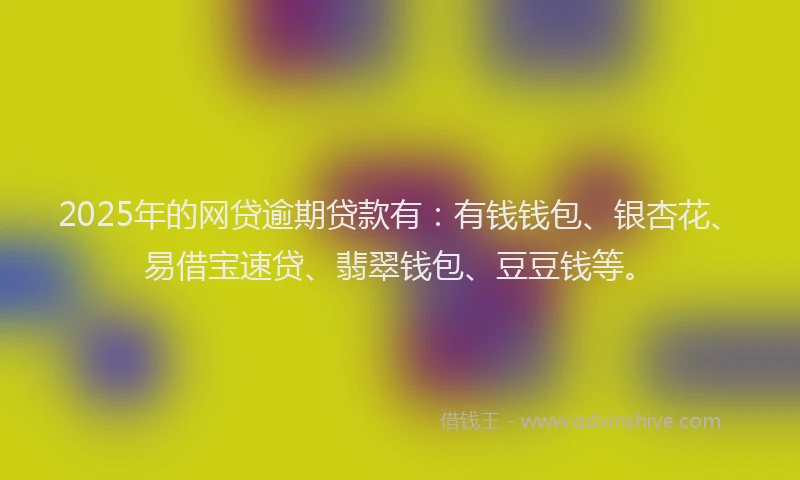 2025年的网贷逾期贷款有：有钱钱包、银杏花、易借宝速贷、翡翠钱包、豆豆钱等。