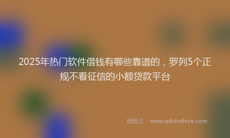 2025年热门软件借钱有哪些靠谱的，罗列5个正规不看征信的小额贷款平台