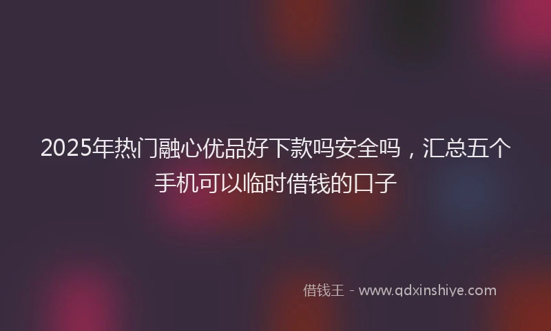 2025年热门融心优品好下款吗安全吗，汇总五个手机可以临时借钱的口子