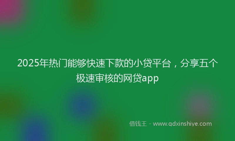 2025年热门能够快速下款的小贷平台，分享五个极速审核的网贷app