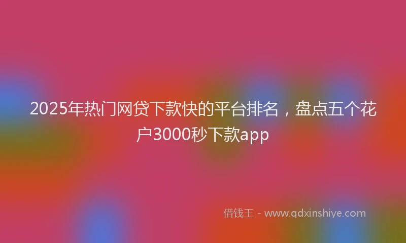 2025年热门网贷下款快的平台排名，盘点五个花户3000秒下款app