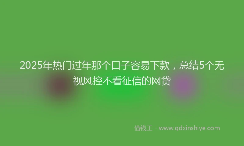 2025年热门过年那个口子容易下款，总结5个无视风控不看征信的网贷