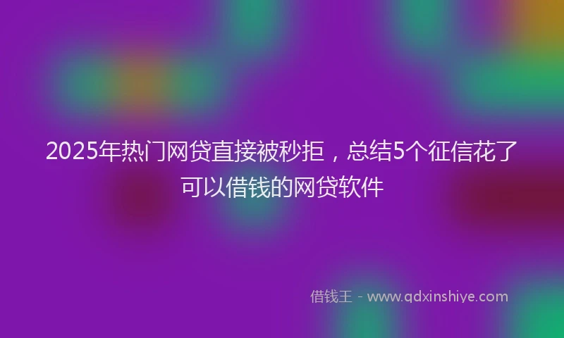 2025年热门网贷直接被秒拒，总结5个征信花了可以借钱的网贷软件