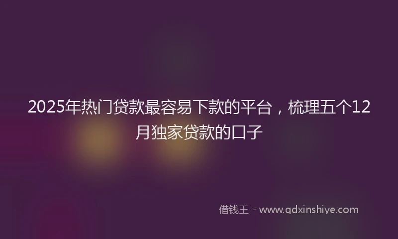 2025年热门贷款最容易下款的平台，梳理五个12月独家贷款的口子