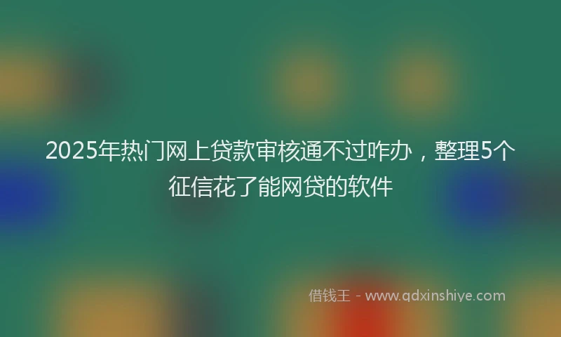 2025年热门网上贷款审核通不过咋办，整理5个征信花了能网贷的软件