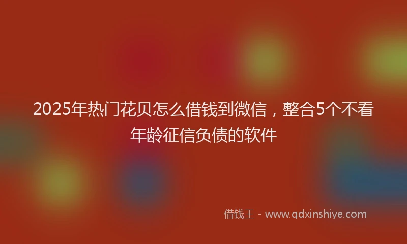 2025年热门花贝怎么借钱到微信，整合5个不看年龄征信负债的软件