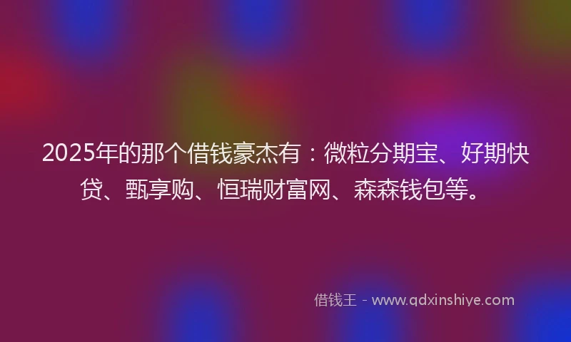 2025年的那个借钱豪杰有：微粒分期宝、好期快贷、甄享购、恒瑞财富网、森森钱包等。