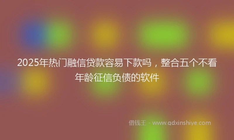 2025年热门融信贷款容易下款吗，整合五个不看年龄征信负债的软件