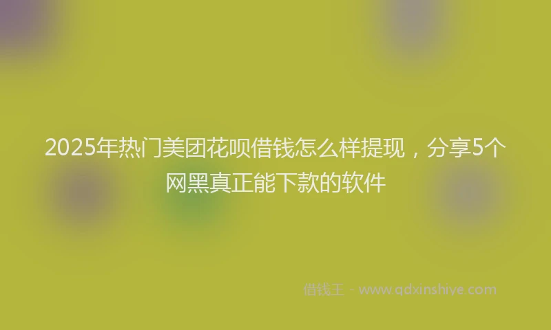 2025年热门美团花呗借钱怎么样提现，分享5个网黑真正能下款的软件