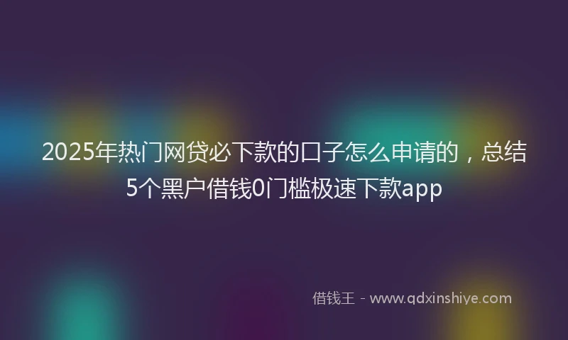 2025年热门网贷必下款的口子怎么申请的，总结5个黑户借钱0门槛极速下款app